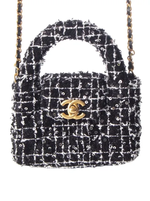 CHANEL Pre-Owned 2021-2026 Nano Tweed Kelly Clutch on Chain satchel Black 5I7E00054ZXNK4ER
