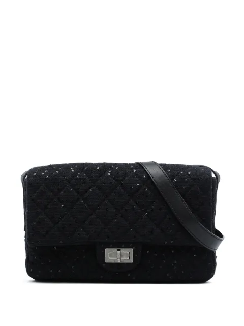 CHANEL Pre-Owned 2009-2010 Jumbo Sequin Embellished Quilted Tweed Reissue 2.55 Messenger Flap crossbody bag Black T7JLWV4BPQO7ETKD