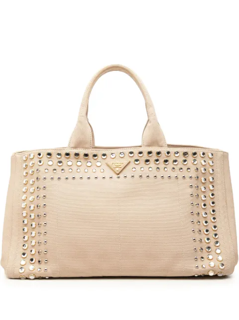 Prada Pre-Owned 2013-2026 Large Canvas Canapa Bijoux satchel Neutrals 3AU63PV1IBJTT29E