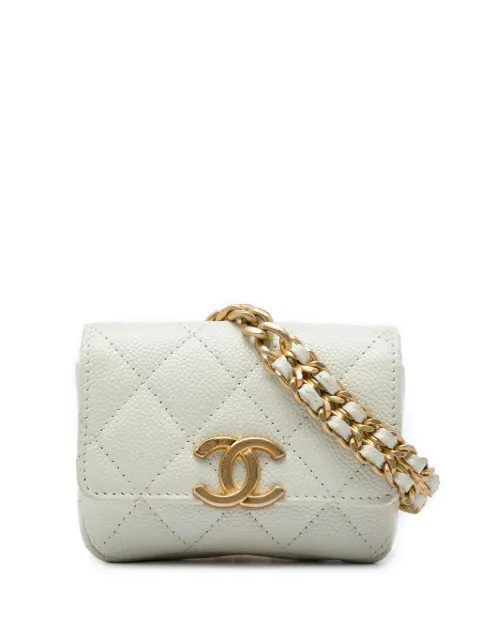 CHANEL Pre-Owned 2021 Quilted Caviar Melody Chain belt bag White 9DZHDZNV30S7JFNY