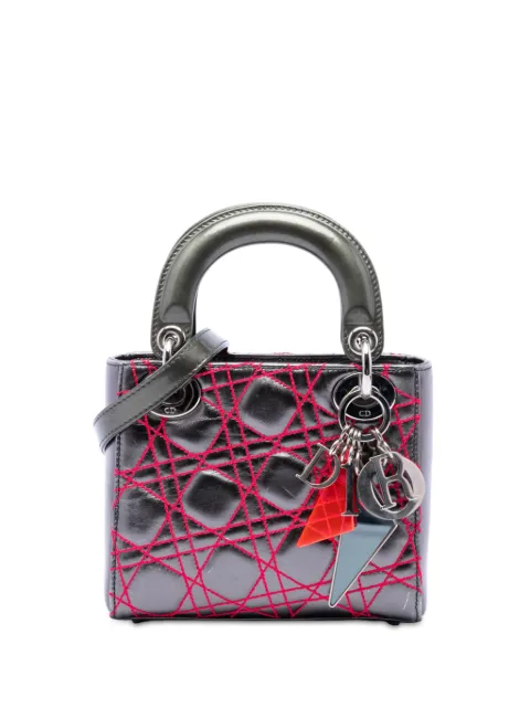 Christian Dior Pre-Owned 2011 Anselm Reyle Mini Metallic Lambskin Cannage Lady Dior satchel Grey 9L8WHUPR3N5069QZ