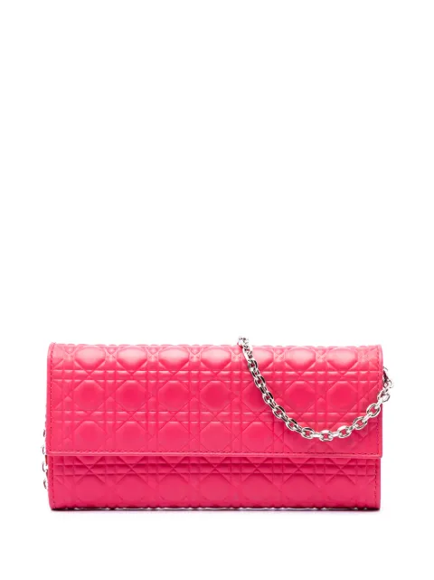 Christian Dior Pre-Owned 2014 Bicolor Lambskin Cannage Lady Dior Wallet on Chain shoulder bag Pink 9GRVYTKBWDX19XRI
