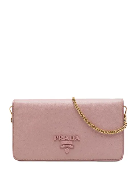 Prada Pre-Owned 2010-2026 Saffiano Lux Monochrome Wallet on Chain crossbody bag Pink 7CGX64E9B4RO0H1K