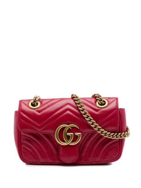 Gucci Pre-Owned 2016-2026 Small GG Marmont Matelasse Calfskin shoulder bag Red PX9E9U4ZKS4WHUZS