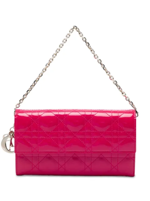 Christian Dior Pre-Owned 2014 Patent Cannage Lady Dior Wallet On Chain handbag Pink 7FIGNHN7NWUETQO4