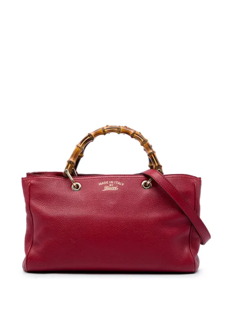 Gucci Pre-Owned 2016-2026 Medium Calfskin Bamboo Shopper satchel Red Q0CE3U12R0UMB0EA