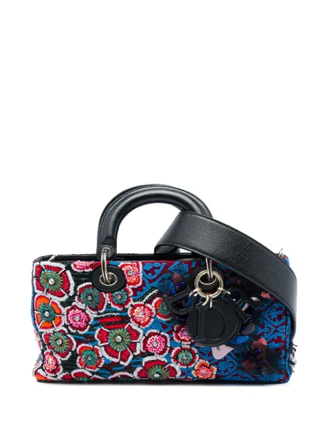 Christian Dior Pre-Owned 2016 Medium Beaded Ribbon Embroidered Floral Lady D Joy satchel Blue OINSIYKDTFNTTN4R