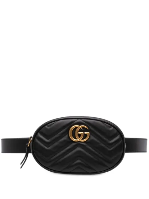 Gucci Pre-Owned 2016-2026 GG Marmont Matelasse Calfskin belt bag Black 3B0VQMEBHDCKNF8J