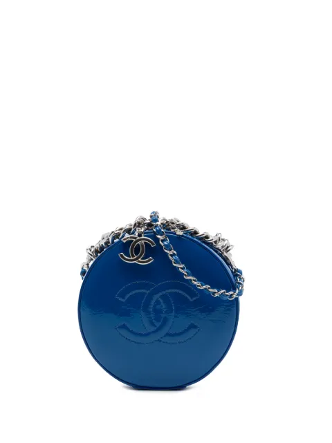 CHANEL Pre-Owned 2018-2019 CC Patent Round As Earth Bag satchel Blue 04K10XID1F2L7FWQ