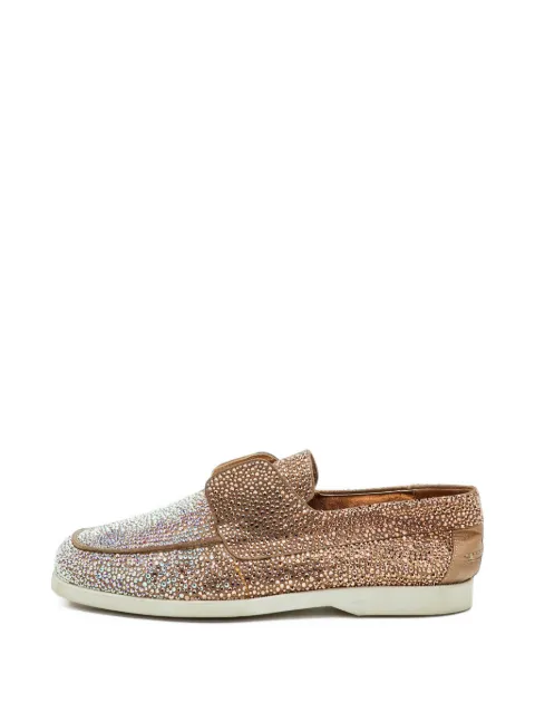 Le Silla crystal-embellished leather loafers Gold 1409855