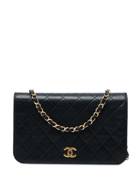 CHANEL Pre-Owned 1997-1999 CC Quilted Lambskin Full Single Flap crossbody bag Black YR1H0A9WCGJI3HLH