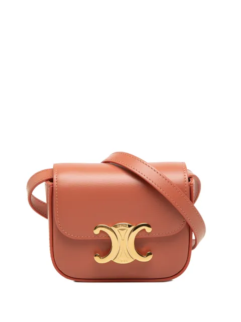 Celine Pre-Owned 2023 Mini Shiny Calfskin Triomphe crossbody bag Brown TI5DC8V5MPIYC9P1