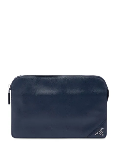 Prada Pre-Owned 2010-2026 Saffiano clutch bag Blue G5JV47ESD6BBMQP7
