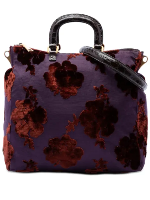 Prada Pre-Owned 2000-2026 Floral Velluto Jacquard Convertible Tote satchel Purple ZRRMMLINSEJ7ZTSH