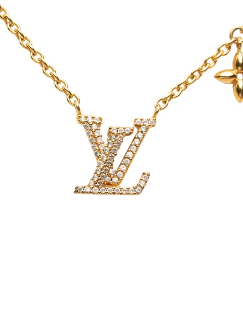 Louis Vuitton Pre-Owned 2023 Gold Plated Strass LV Iconic Pendant Necklace costume necklace Gold G3J6R5LGZDUXEOXU