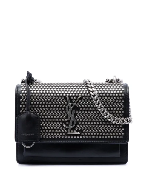 Saint Laurent Pre-Owned 2017 Small Studded Calfskin Monogram Sunset crossbody bag Black XH0YG6GOVOGPXNA5