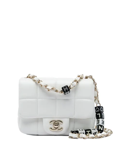 CHANEL Pre-Owned 2021-2026 Mini Quilted Lambskin Resin Crystal Square Monacoco Flap crossbody bag White DFWP51DQUUESEG2W