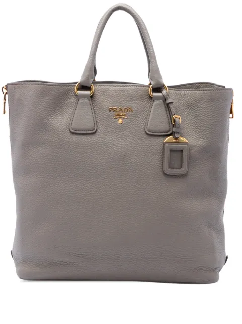 Prada Pre-Owned 2000-2013 Vitello Daino Side Zip tote bag Grey CK6HL2YM93YWYOK5