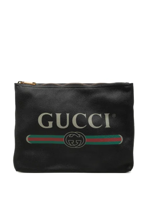 Gucci Pre-Owned 2000-2015 Medium Calfskin Logo Portfolio clutch bag Black 6SWSEVEBK69XFJG8