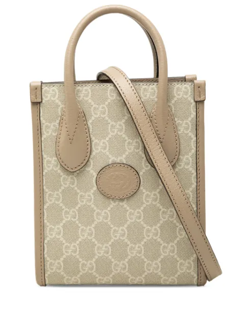 Gucci Pre-Owned 2016-2026 Mini GG Supreme Interlocking G satchel Neutrals AKBAFW7XHFE5W3W5
