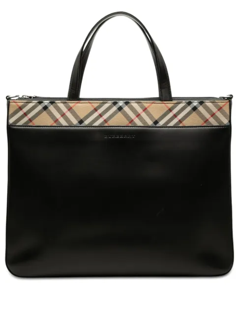 Burberry Pre-Owned 2000-2017 Nova Check Canvas Trimmed Leather satchel Black D3WSPKCCLKPMFC33