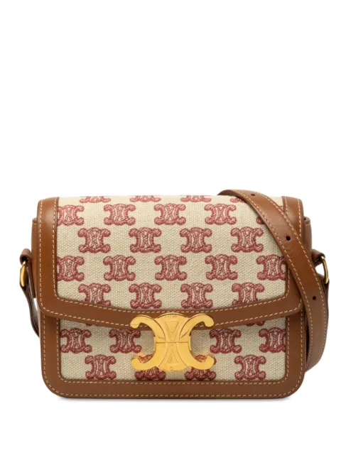 Celine Pre-Owned 2020 Teen Embroidered Canvas and Calfskin Triomphe crossbody bag Neutrals 5C6OZFULQCS2O1I9