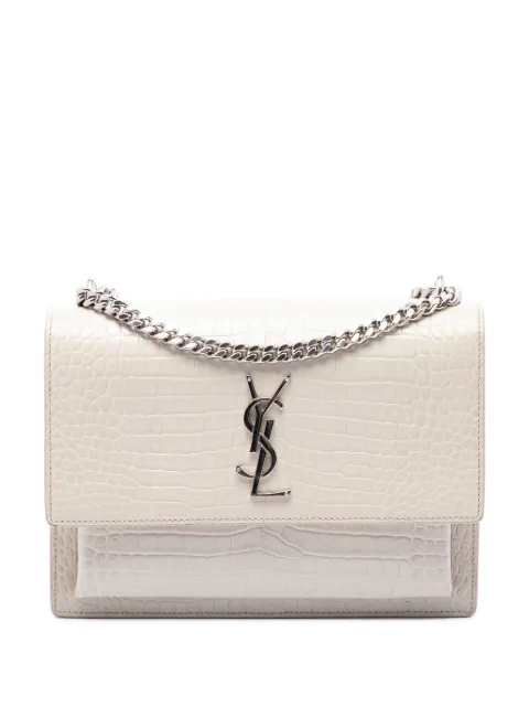 Saint Laurent Pre-Owned 2017 Medium Croc Embossed Leather Monogram Sunset crossbody bag White 8TS6R0FG2XZXZKTN