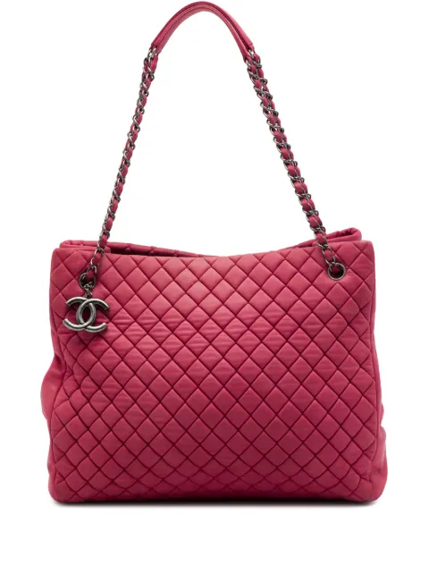 CHANEL Pre-Owned 2012-2013 Large Quilted Iridescent Calfskin New Bubble tote bag Red 8Y7CG4XJXAKOSGMY
