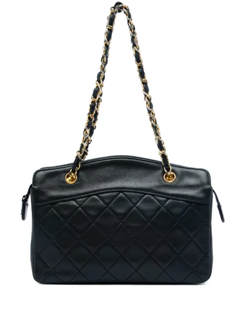 CHANEL Pre-Owned 1989-1991 CC Quilted Lambskin Zip handbag Black 68BW293NOBEW1IH1