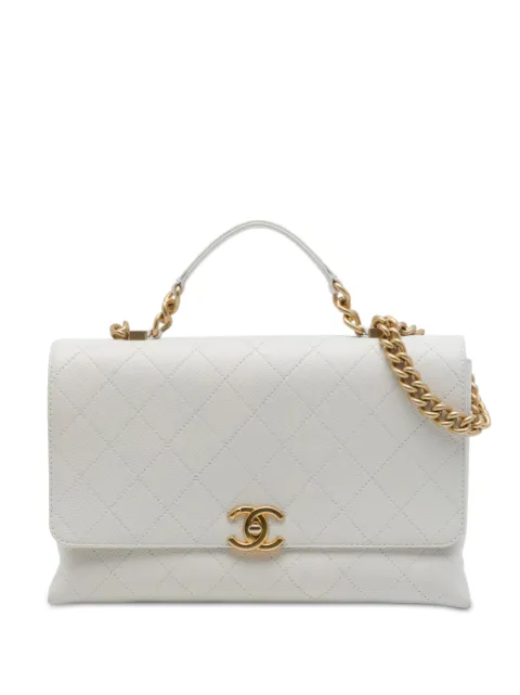 CHANEL Pre-Owned 2019 Medium Stitched Caviar Chic Affinity Top Handle Bag satchel White 4COONZVNEC4CEE33