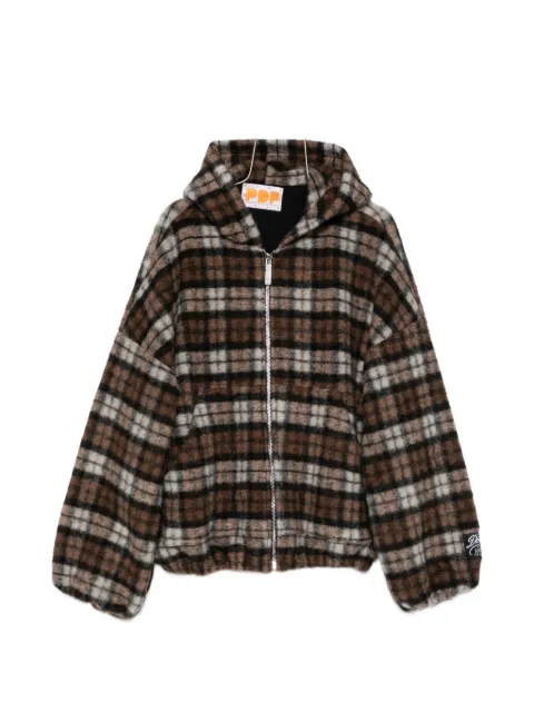 PDF check-pattern zip-up hoodie Brown DFM55031TM018PX
