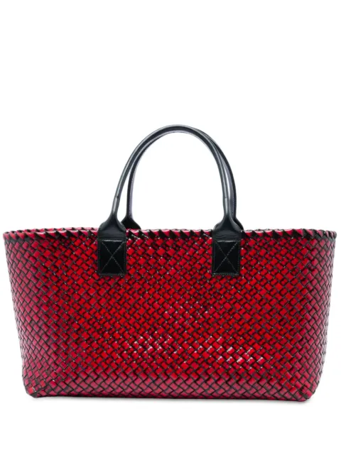 Bottega Veneta Pre-Owned 2009 Limited Edition Medium Brushed Calfskin Intreccio Cabat tote bag Red 1TSTII2JJGV1MI6B