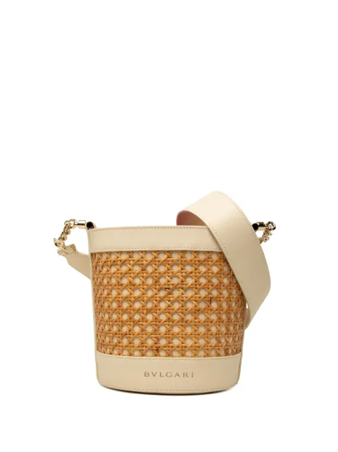 Bvlgari Pre-Owned 2000-2026 Wicker and Calfskin Serpenti Forever bucket bag Neutrals HKECU04E87QK9TTQ