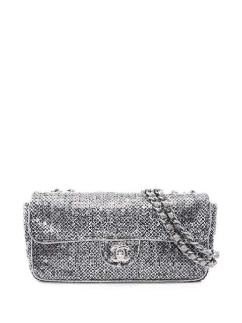CHANEL Pre-Owned 2006-2008 CC Sequins East West Flap shoulder bag Silver MAD2NG9I7HUT4J2F