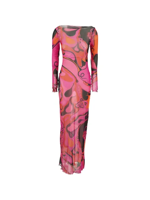 PUCCI Iride-print long-sleeve dress Pink 6HJI356H739026