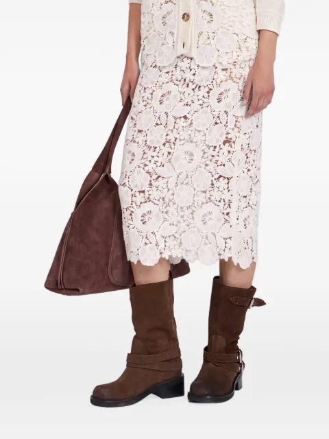 Ermanno Scervino floral-lace midi skirt Neutrals D49EO028E58