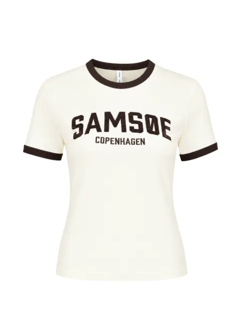 SAMSOE SAMSOE Sabond SS 15318 logo-print ringer T-shirt Neutrals F25200156110103TCX