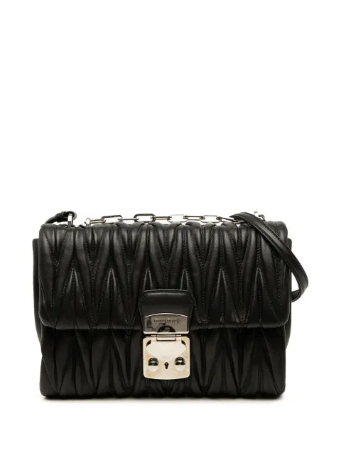 Miu Miu Pre-Owned 2010-2026 Matelasse Nappa Push Lock Flap shoulder bag Black 2228129SICXL6JIM