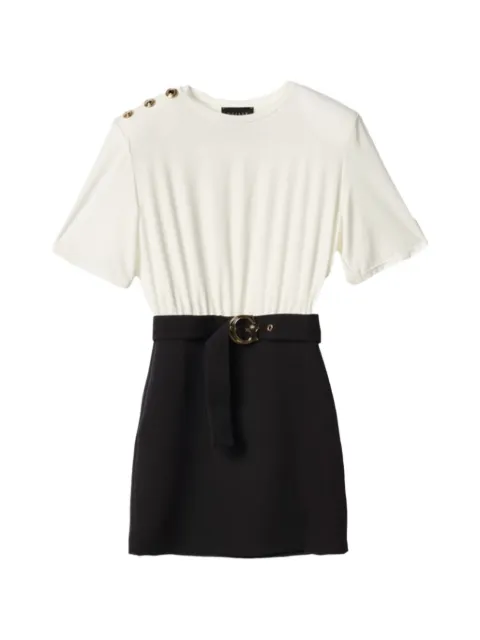 Gaëlle Paris belted button-detail mini dress White GAABW05066