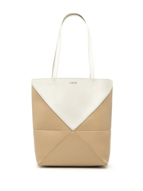 Loewe Pre-Owned 2024 Medium Bicolor Shiny Calfskin Puzzle Fold tote bag Neutrals 02RKSUKDLW3RMIB0