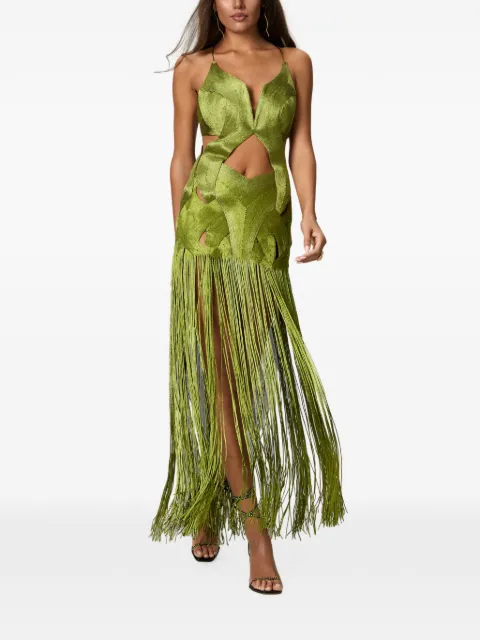 NORINA ST Dune fringed cut-out maxi dress Green DUNEDRESS26