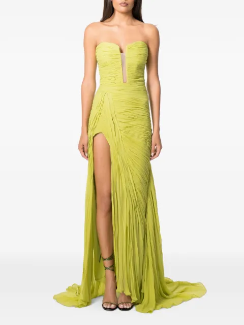 NORINA ST Viva ruched strapless maxi dress Green VIVAVOILEDRESS