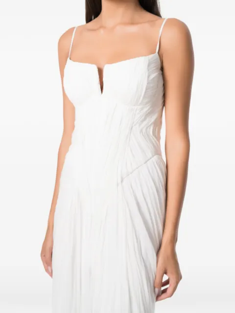 NORINA ST Cat corset-style pleated maxi dress White CATCHIFFONDRESS