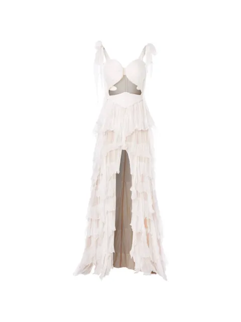 NORINA ST Yvona ruffled tiered maxi dress White YVONADRESS