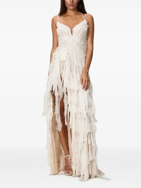 NORINA ST Margot frayed tiered maxi dress White MARGOTDRESS