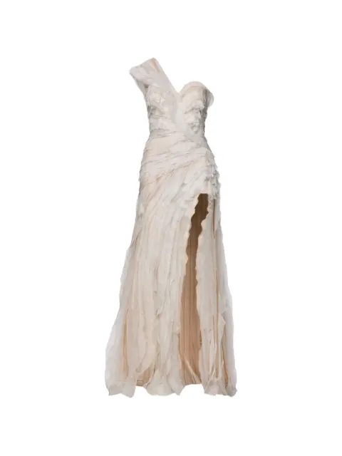 NORINA ST Zaira ruffled one-shoulder gown Neutrals ZAIRADRESS