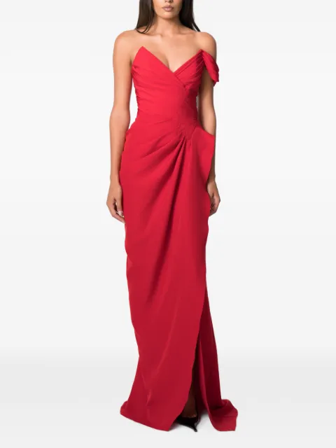 NORINA ST Alma draped lace-up gown Red ALMADRESS