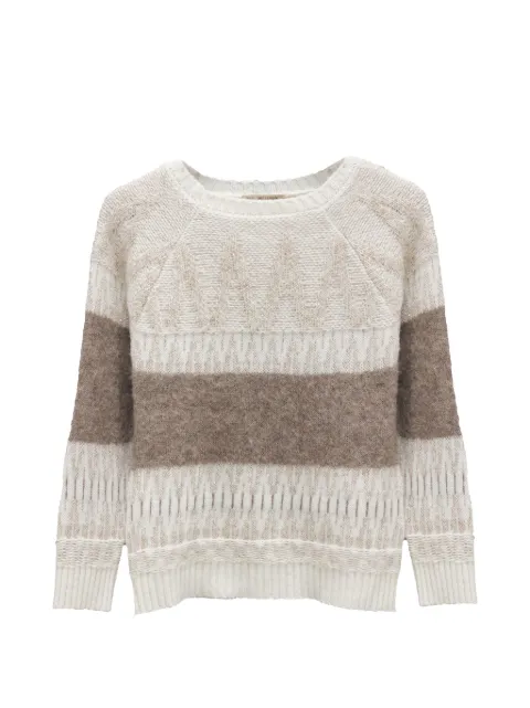 Maria Bellentani geometric-patterned stripe-detail sweater Neutrals CHARLOTTE786AVORIO