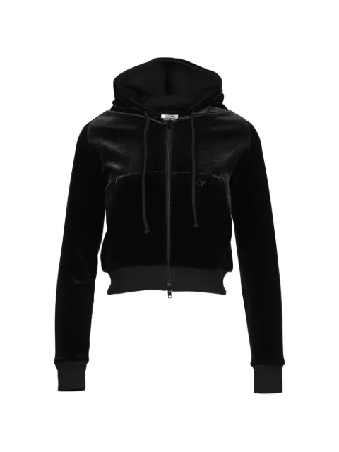 VETEMENTS velvet zip-up hoodie Black WH27ZU118B