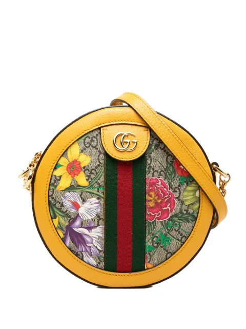 Gucci Pre-Owned 2000-2015 Mini GG Supreme Flora Web Ophidia Round crossbody bag Yellow YRYBH458WPNGFX0Y